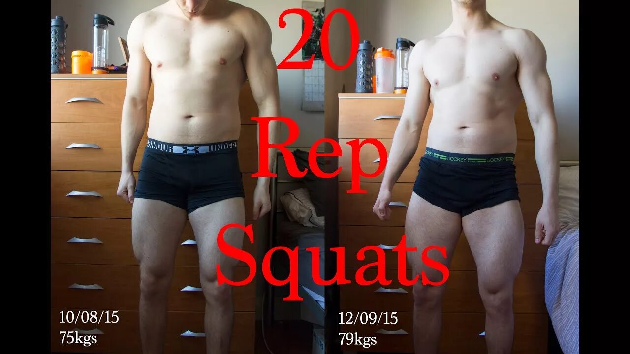 Приседание до и после фото Review of the 20 Rep Squat Routine (Before & After) - YouTube