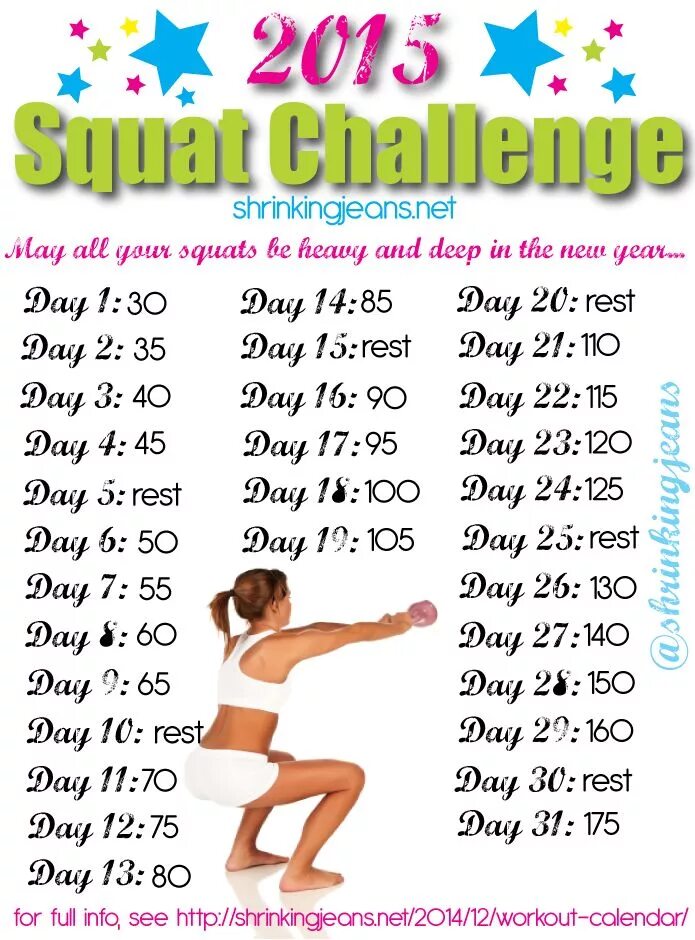 Приседания месяц фото New Year, New You 31-Day Squat and Push-up Challenge (With images) Workout calen