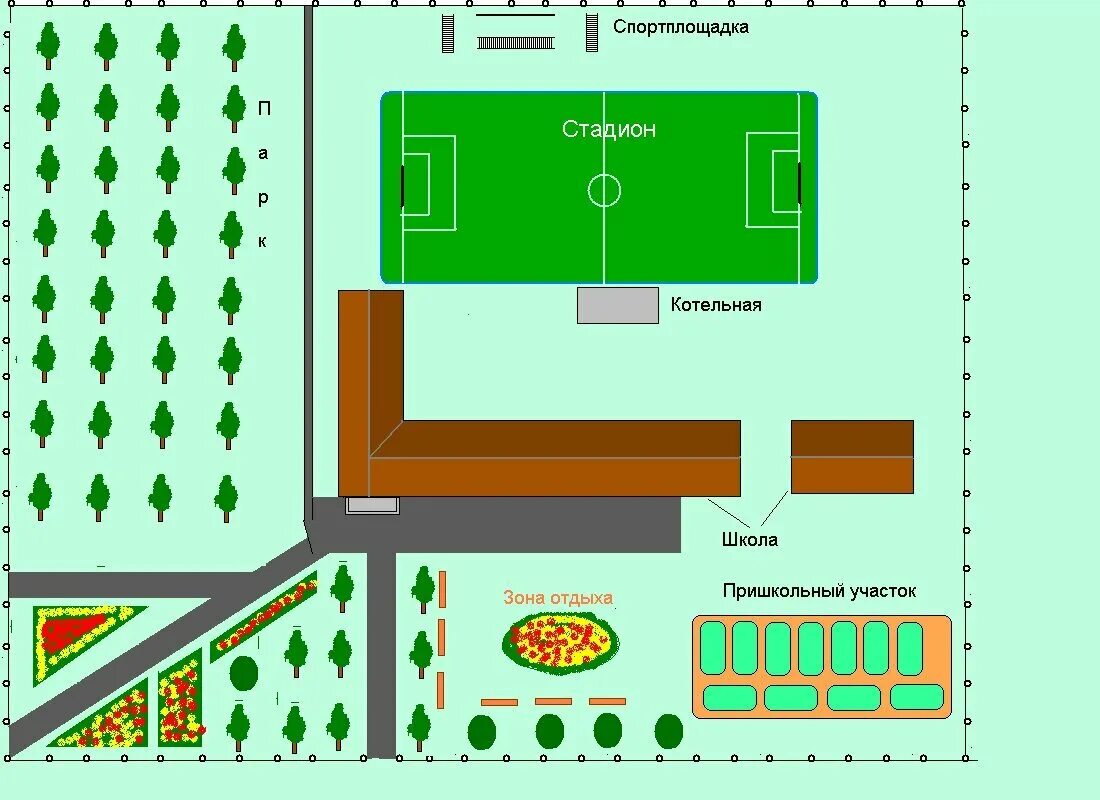 Пришкольный участок 79 фото схема План пришкольного участка 5 класс