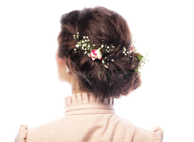 Приснилась красивая прическа Back View of Beautiful Haircut with Small Flowers Stock Image - Image of beauty,