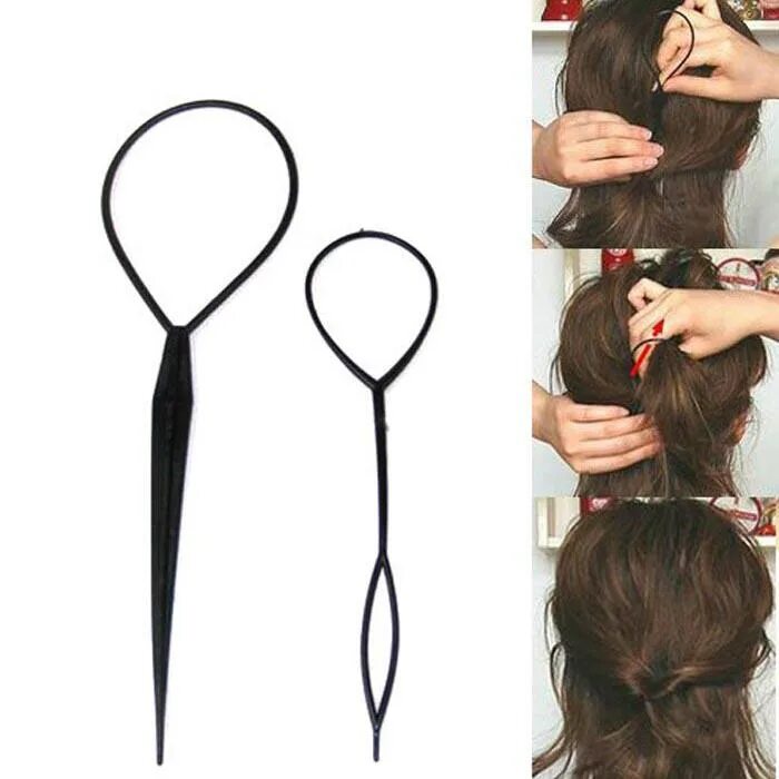 Приспособление для прически волос 2 Pcs/Set Fashion Topsy Tail Hair Braid Pony Tail Styling Maker G купить недорог