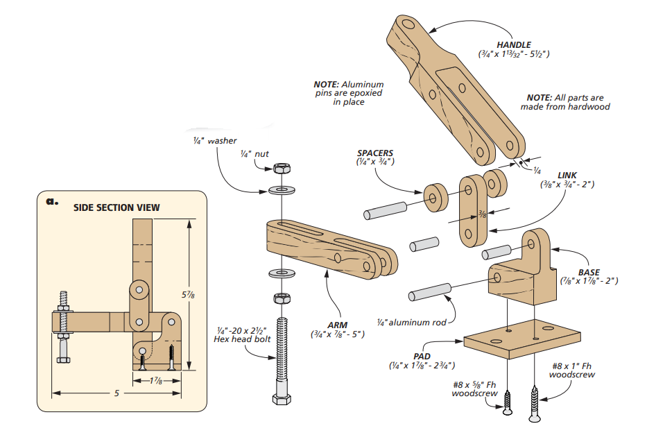 Приспособления своими руками чертежи Build Your Own Toggle Clamp Woodworking hand tools, Woodworking shop layout, Woo