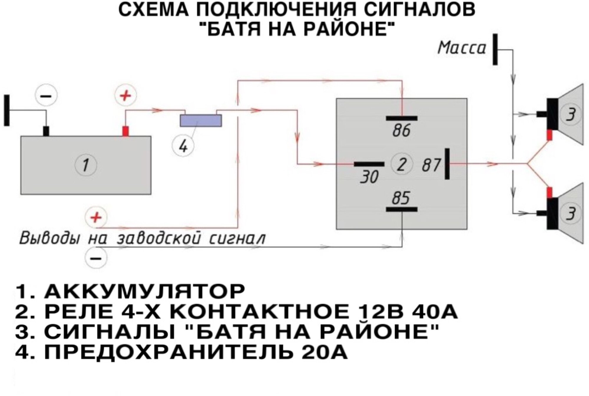 Приставка сигнал как подключить Легендарный громкий сигнал БАТЯ НА РАЙОНЕ 12В черный / комплект 2 шт. - купить в