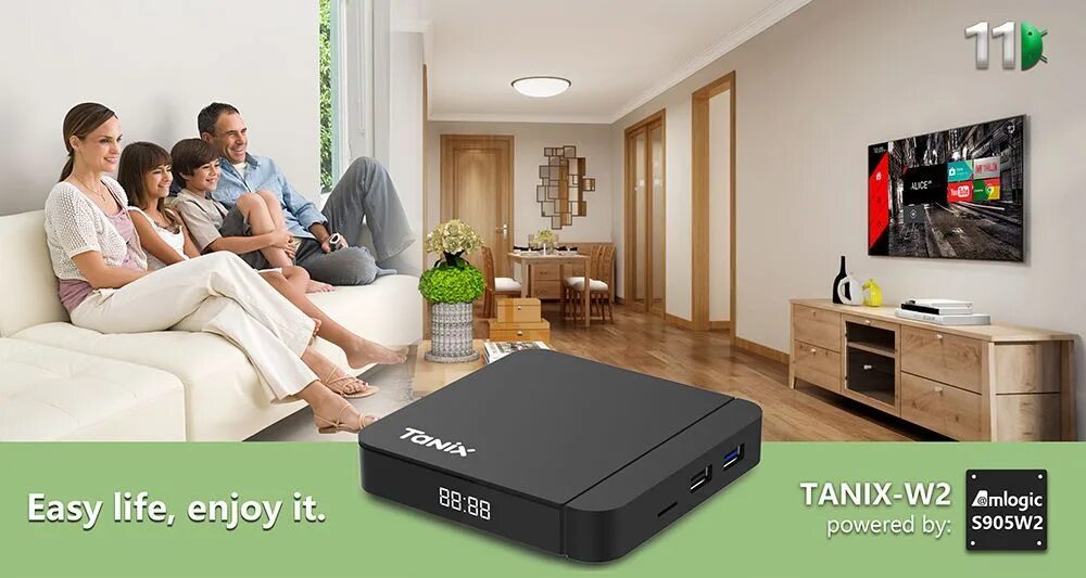 Приставка tanix w2 подключение к телевизору Медиаплеер Tanix W2, RJ-45 Ethernet, USB, HDMI, DC 5.5 мм, черный, Android купит