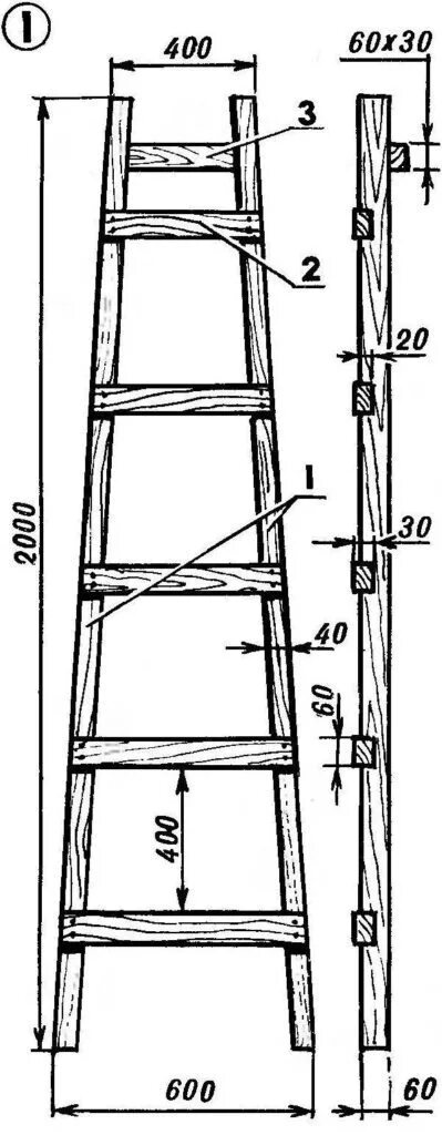 Приставная лестница своими руками из дерева чертежи Приставная лестница из дерева: делаем своими руками