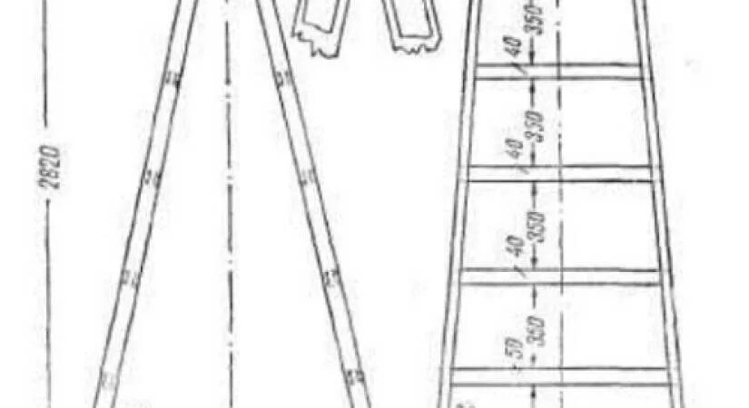 Приставной лестницы своими руками чертежи Как сделать лестницу стремянку: сделай сам своими руками из дерева, деревянная с