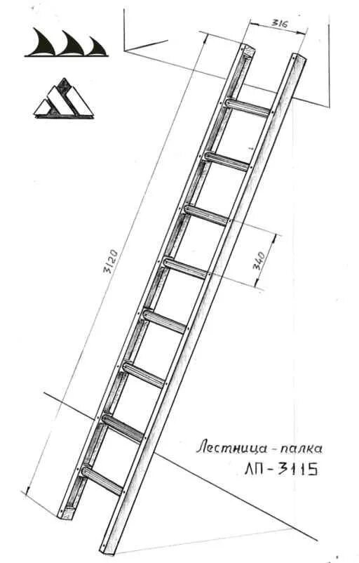 Приставной лестницы своими руками чертежи Лестница - палка ЛПМП (пр-во Россия): продажа, цена в Алматы. Пожарные лестницы 