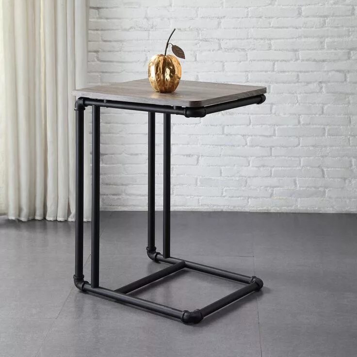 Приставные столики в стиле лофт Neu Home Manchester Industrial Gray and Black Industrial Pipe Side Table 84778W1