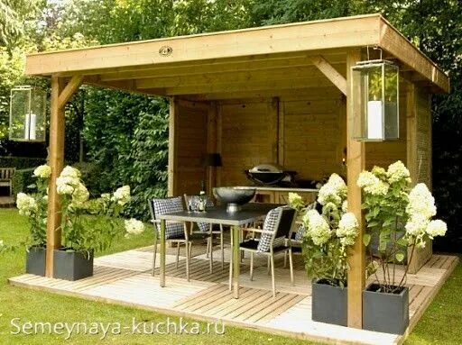 Пристраиваемая беседка фото Pin on Древесина и Дом Backyard gazebo, Outdoor gardens design, Garden seating a