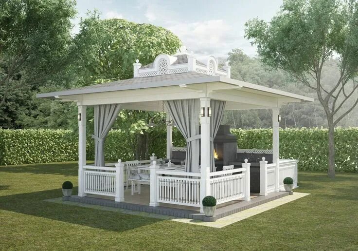 Пристраиваемая беседка фото homify Backyard gazebo, Country garden decor, Backyard pavilion