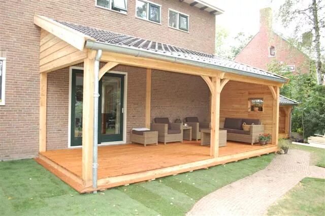 Пристрой беседка к дому варианты Overkapping, beetje kaal, maar wel fraai hout. Pergola plans, Pergola, Patio des