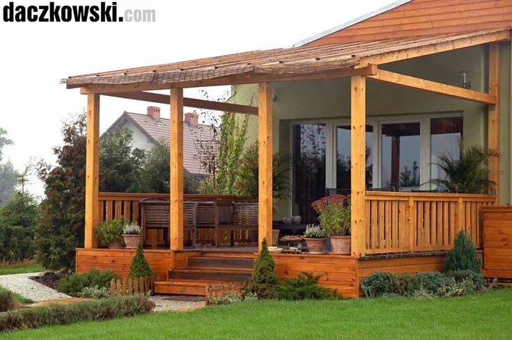 Пристрой беседки к дому фото Daczkowski.com Projekt patio, Pergola, Pomysły na patio