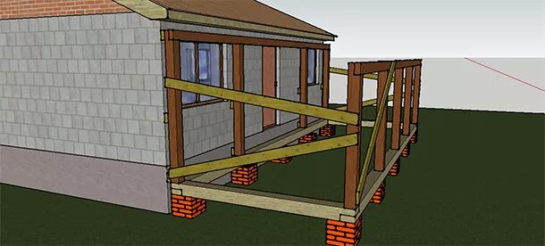 Пристрой к дому веранда схема Пристройка из газобетона к кирпичному или деревянному дому: примыкание, веранда,