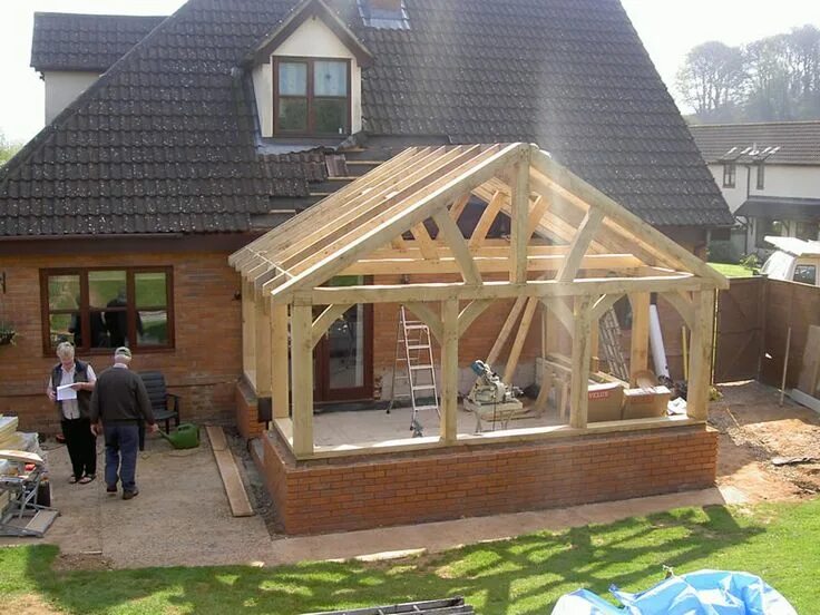 Пристрой крыши к деревянному дому фото Oak framed sunroom Sunroom addition, Building a porch, Porch design