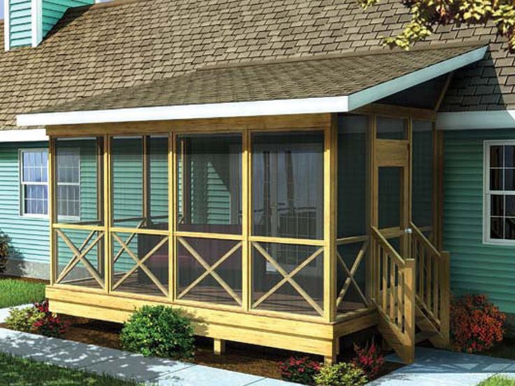 Пристройка дача фото 047X-0013: Screen Porch Addition with Shed Roof Porch roof design, Building a po