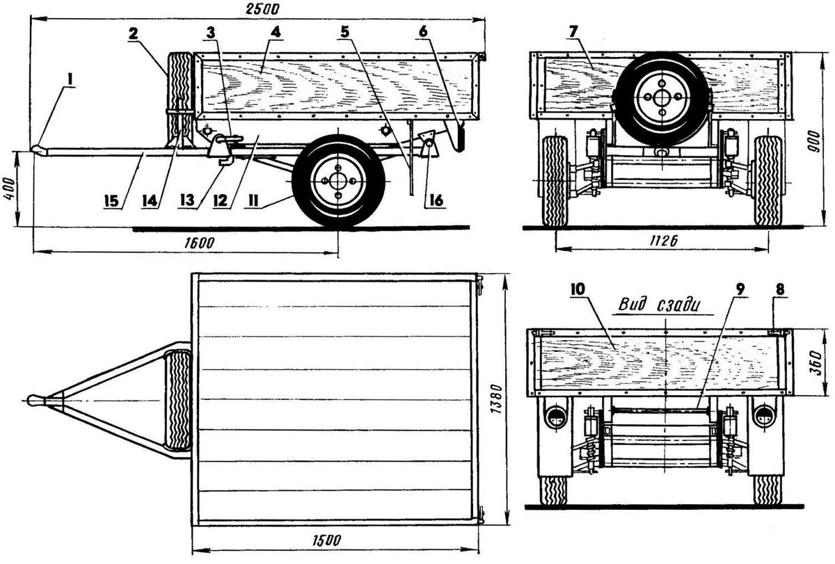 Прицеп для квадроцикла своими руками чертежи Тележка для мотоблока своими руками: размеры, чертежи, видео и другое