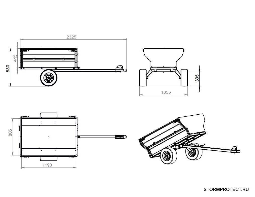 Прицеп для квадроцикла своими руками чертежи размеры Прицеп для квадроцикла STORM