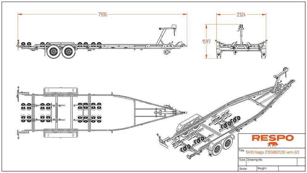 Прицеп для лодки своими руками чертежи Респо V82T2MR с мультироликами