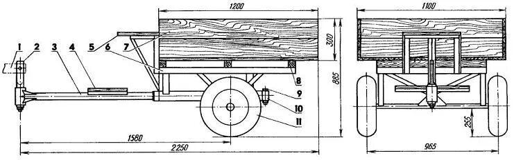 Прицеп для мотоблока своими руками чертежи Trailers and adapters for OKA walk-behind tractor. Re-equipment of OKA into a mi