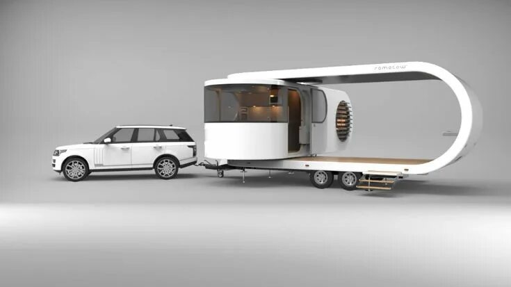 Прицеп дом на колесах фото Otherworldly Romotow rotating caravan finds its way to this world Travel trailer