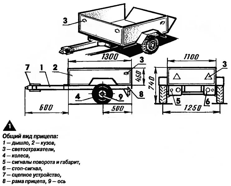 Прицеп из своими руками чертежи 2109 Рис. 1. Общий вид прицепа - изображение из статьи "Самодельный прицеп для мотоци