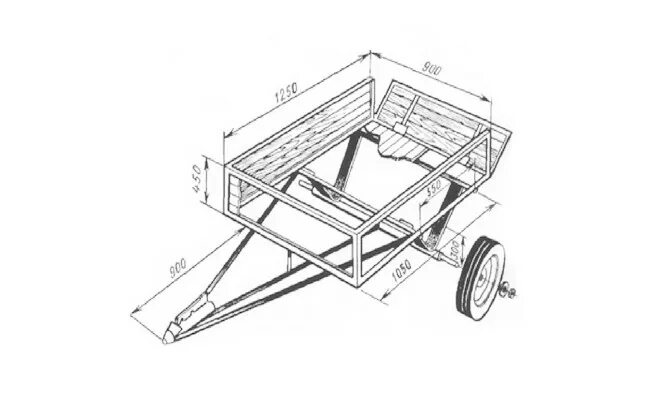 Прицеп своими руками чертежи Прицеп на минитрактор самосвальный своими руками чертежи