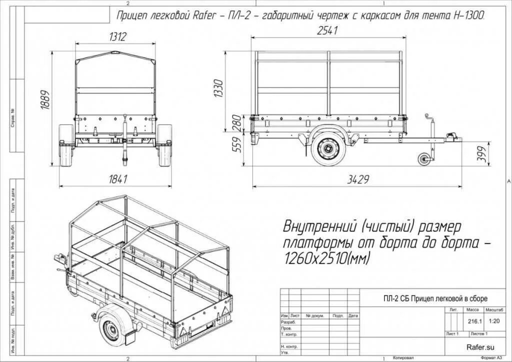 Прицеп своими руками чертежи размеры Габариты тента