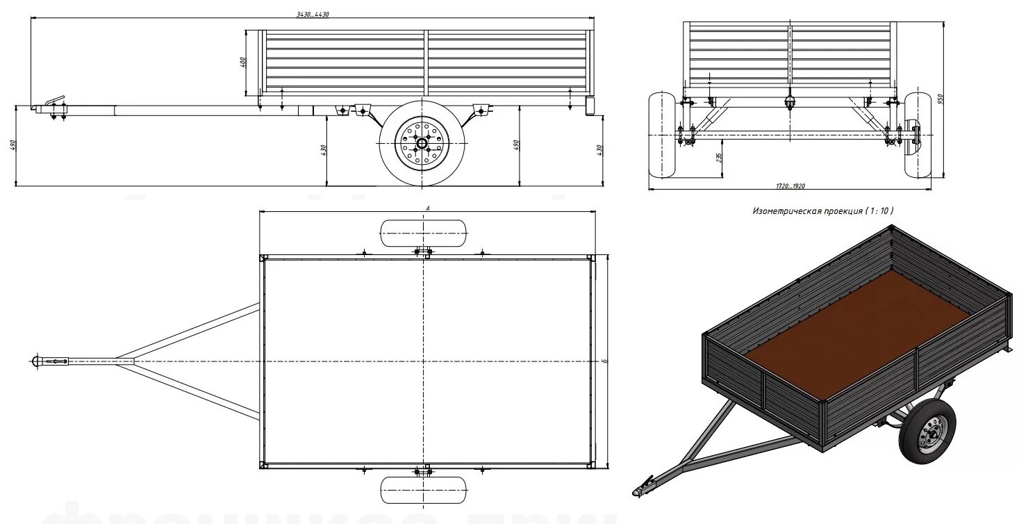 Прицеп своими руками чертежи размеры фото Прицеп своими руками для легкового автомобиля: как сделать