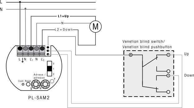 Привод для штор электрический схема подключения Eltako PL-SAM2 - Powerline актуатор для штор и жалюзи