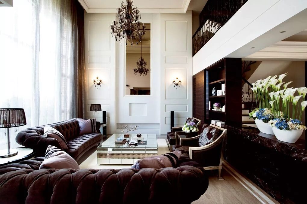 Про фото интерьеры High Ceiling Decorating Ideas Classic living room design, Modern classic living 