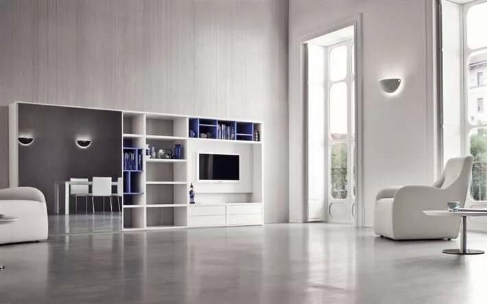 Про мебель интерьер Download wallpapers stylish white interior, modern interior design, living room,