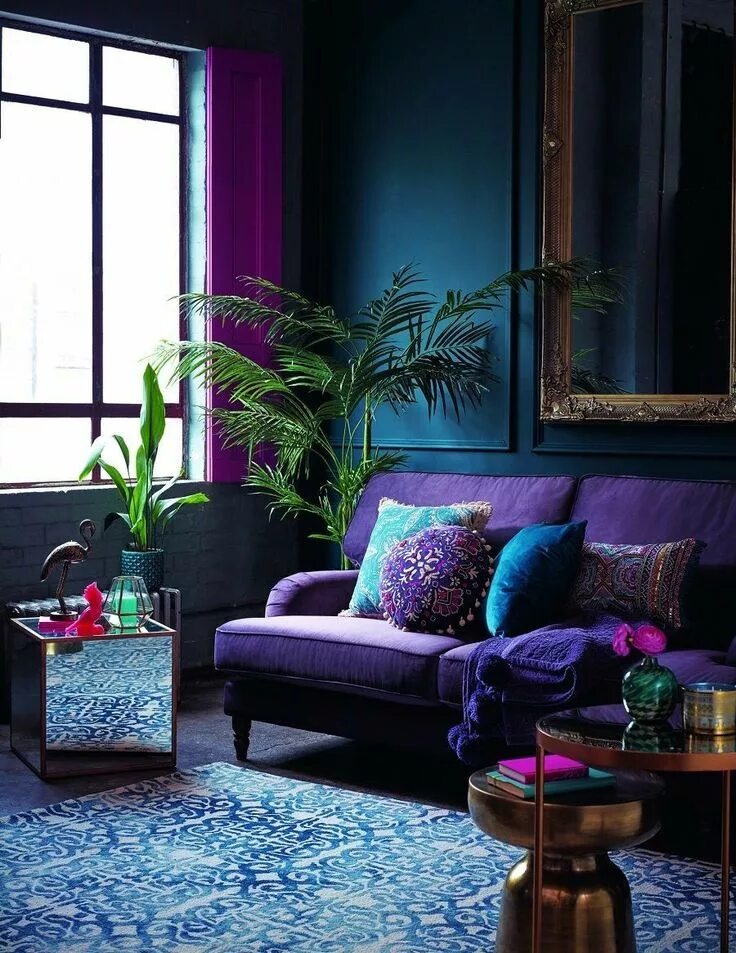 Про цвет в интерьере Pin on Fall Pantone Sections Purple living room, Living room colors, Blue living