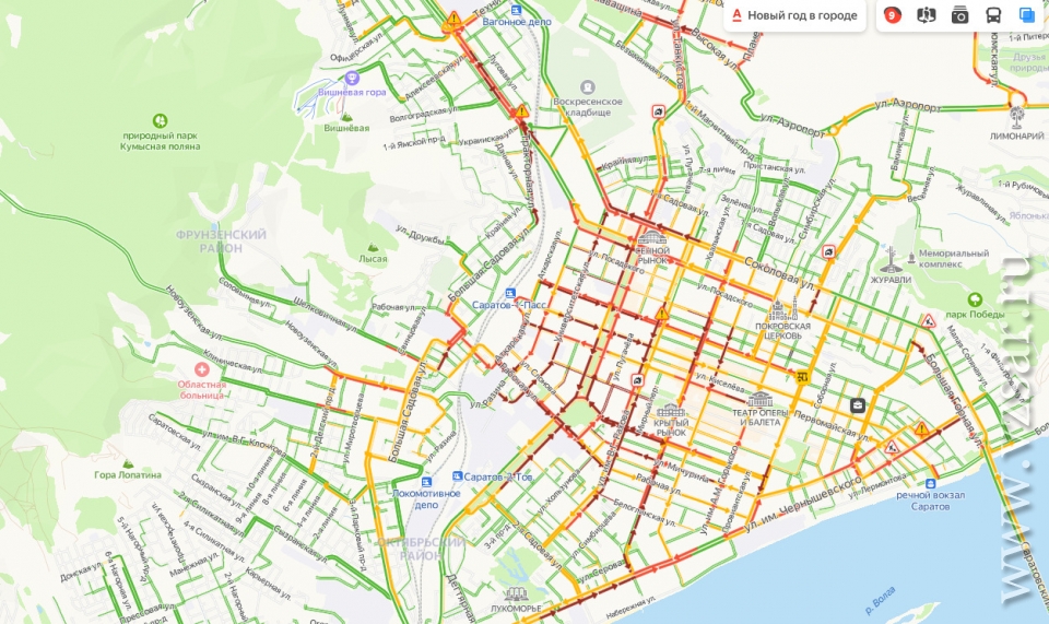 Пробки саратов фото Вновь пробки 9 баллов. Саратов застревает третий вечер подряд Новости Саратова и