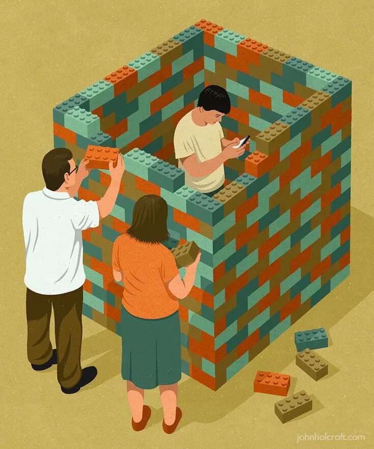 Проблемы современного дизайна By John Holcroft editorial illustrator about teenagers having bad relationship w