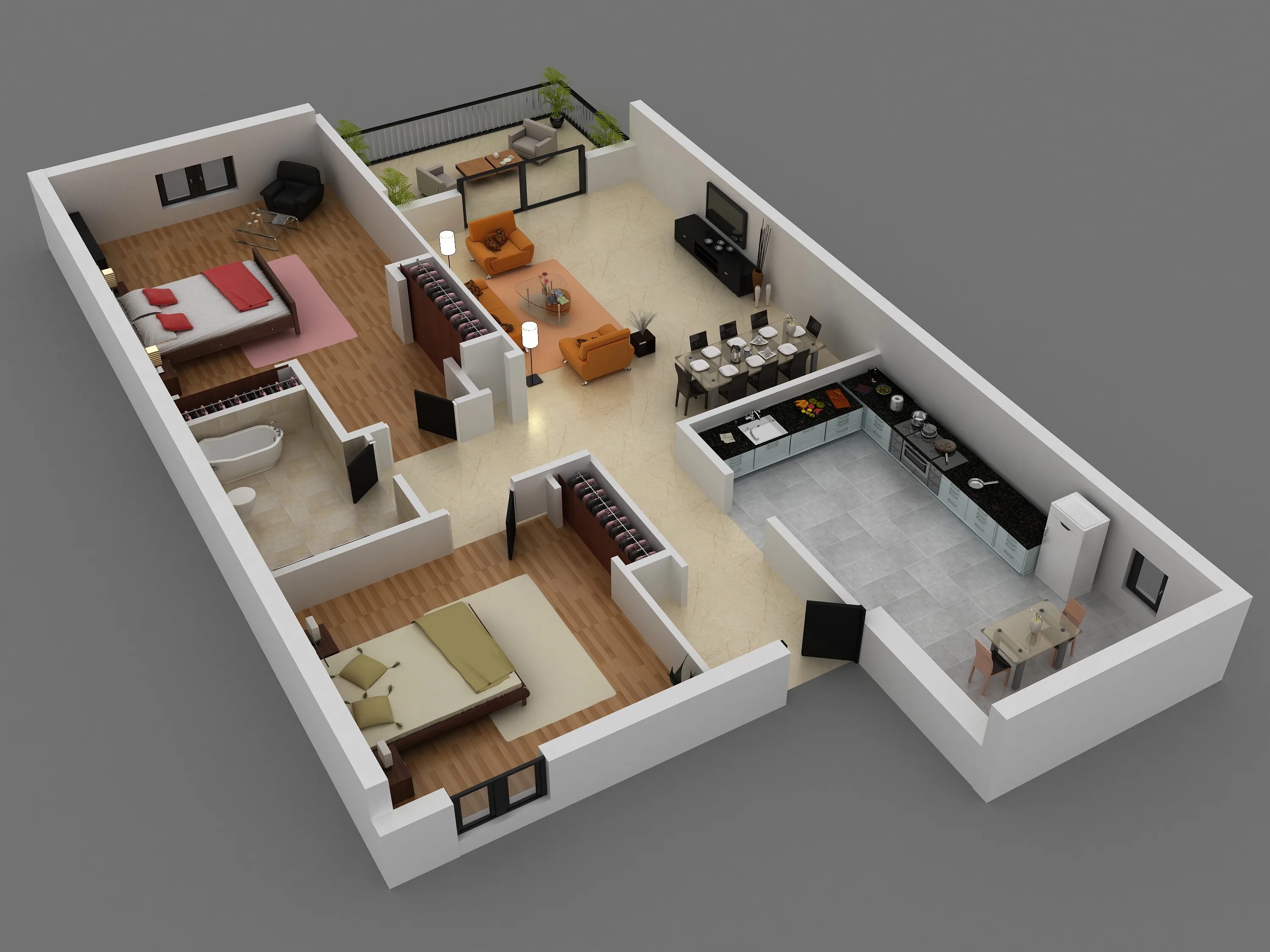 3d Floor plans on the basic of 2d blue print. :: Behance