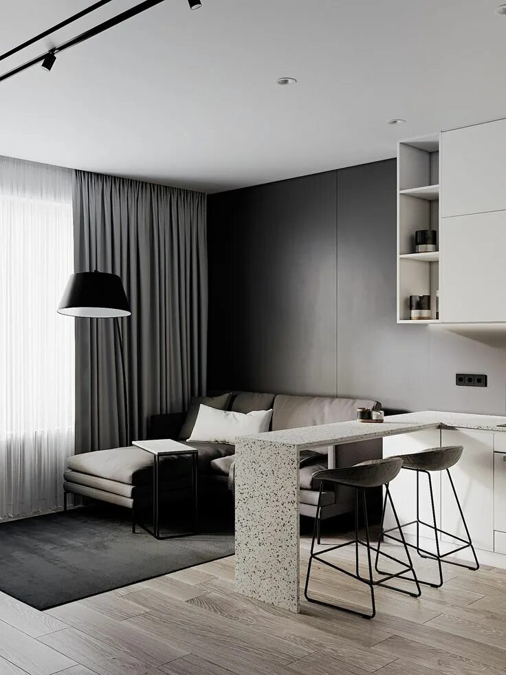 Продажа дизайн студии Balancing Modern Minimalism In Black And White Interior design, Interior, Living