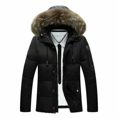 Продажа модных курток в красноярске Men Duck Down Jacket Fur Hooded Coat Outwear Puffer Parka Thick Winter Ski Warm 