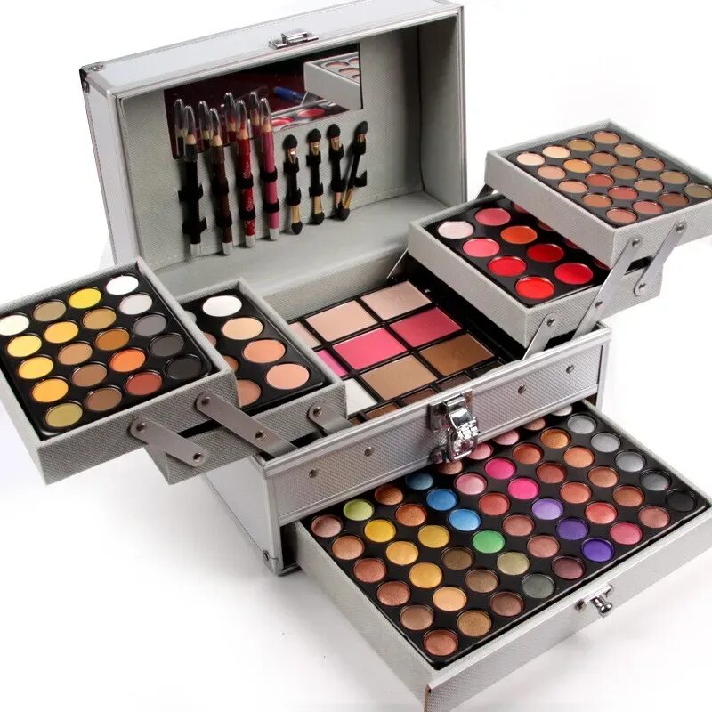 Продукты для макияжа Wholesale Miss Rose Professional Makeup Set Box In Aluminum Three Layers Glitter