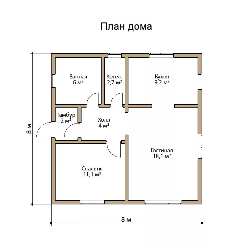 Проект 7 на 8 фото Проект каркасного дома 8 на 8 'КД-88-1-1'