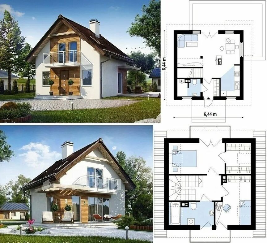 Дом из бруса 7 на 8 - проект с мансардой, строительство под ключ