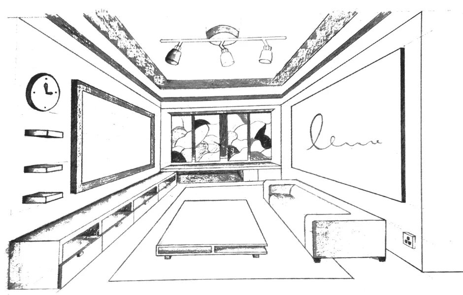 Проект 8 класс дизайн Interior Perspective Drawing at PaintingValley.com Explore collection of Interio