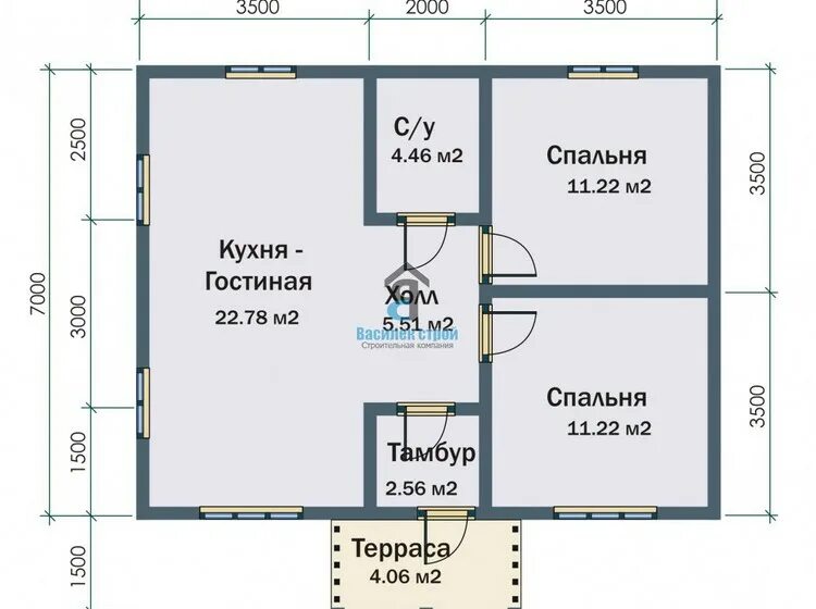 Проект 9 9 одноэтажный планировка Проект дома 7х9 одноэтажного из бруса: планировка и цена, фото с верандой