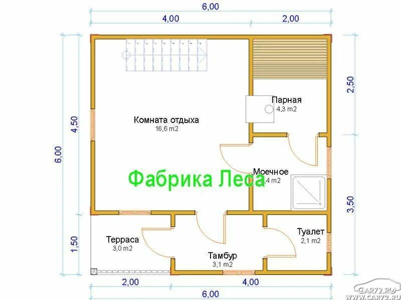 Проект бань из пеноблоков 6х4 фото Баня-дом 6х6 с мансардным этажом из бруса