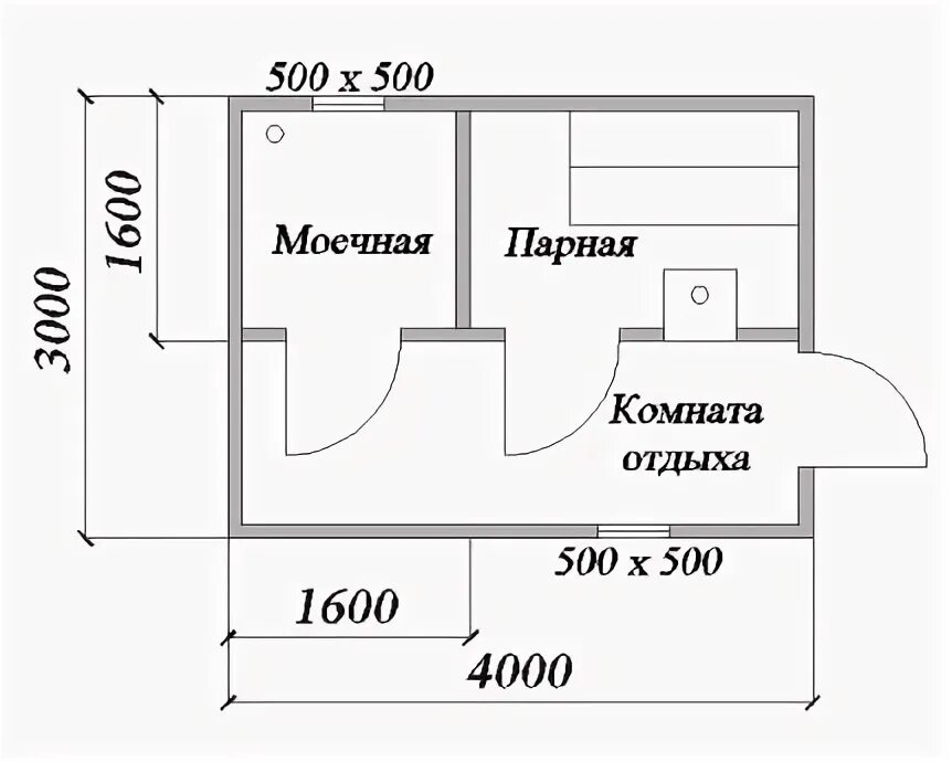 Проект бани 3х4 чертежи Баня 3х4 проект фото - DelaDom.ru