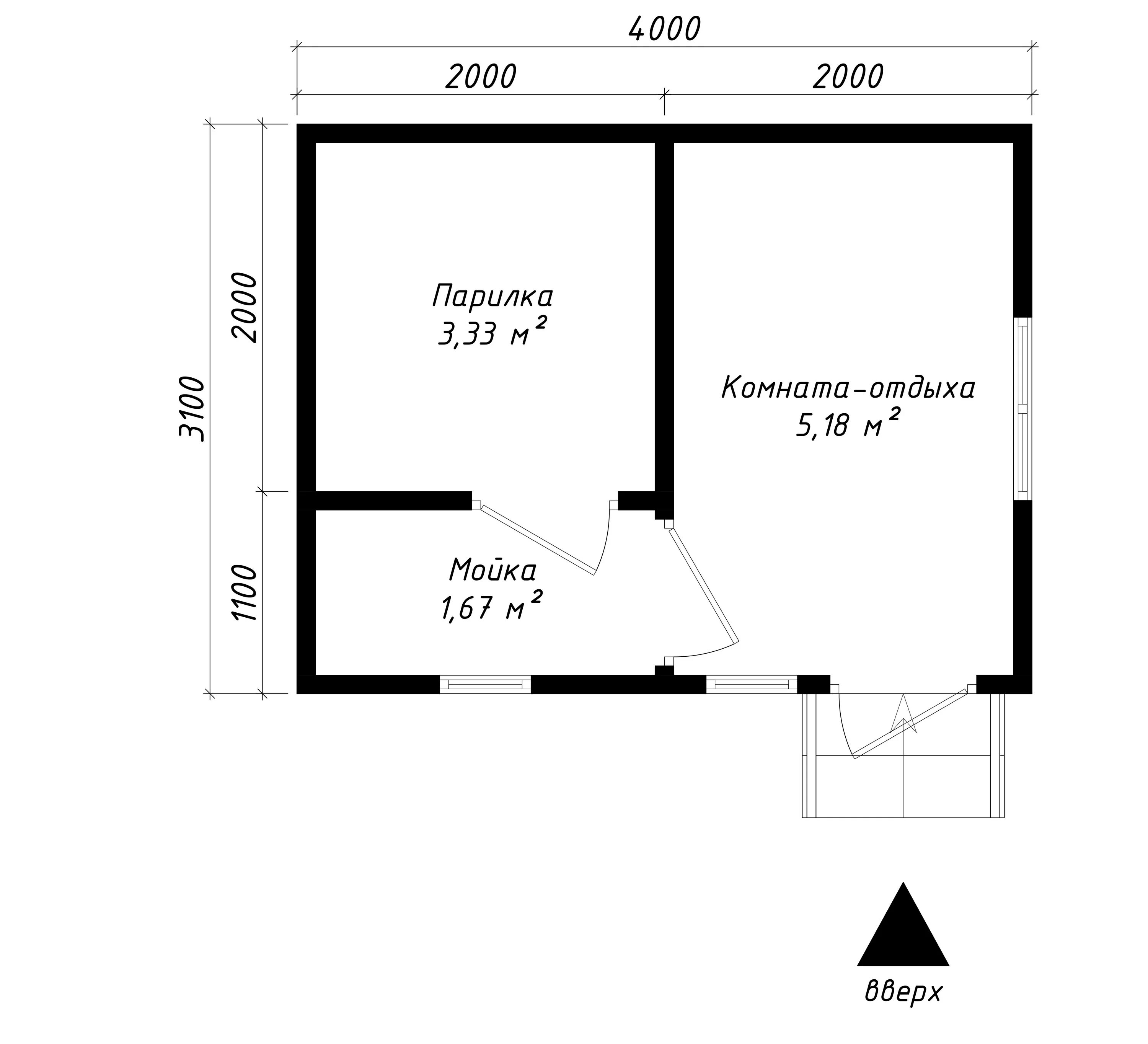 Проект бани 3х4 из бруса с чертежами Баня 3х4 проект фото - DelaDom.ru