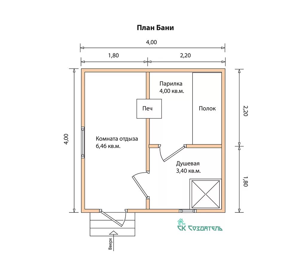 Проект бани 4х4 чертежи Баня 4х4 - CormanStroy.ru