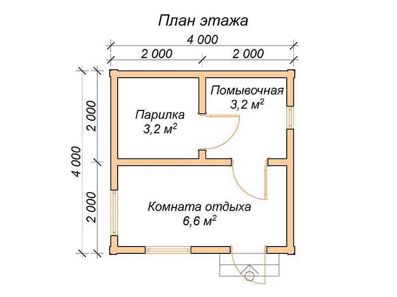 Проект бани 4х4 чертежи Бани под ключ купить в Рязани