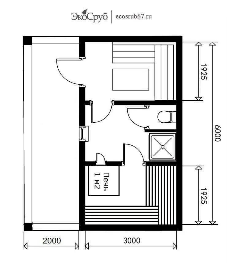 Проект бани 6 6 чертежи Бани с санузлом проект