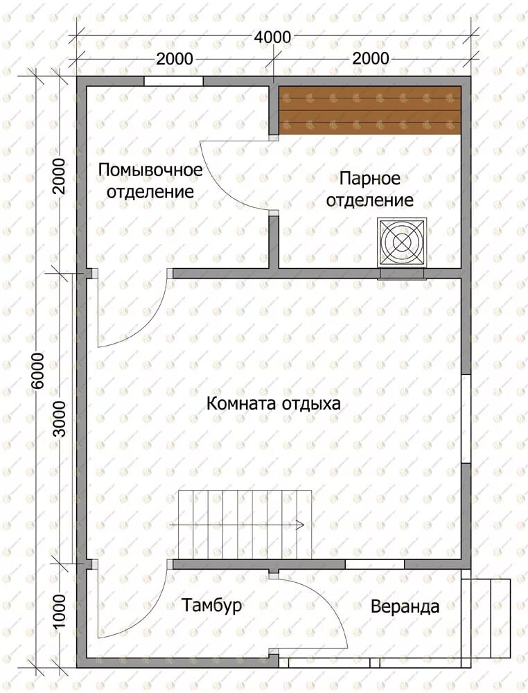 Проект бани из бруса 6х4 с чертежами Баня брус ПБ-33 4х6 с мансардой в Нижнем Новгороде