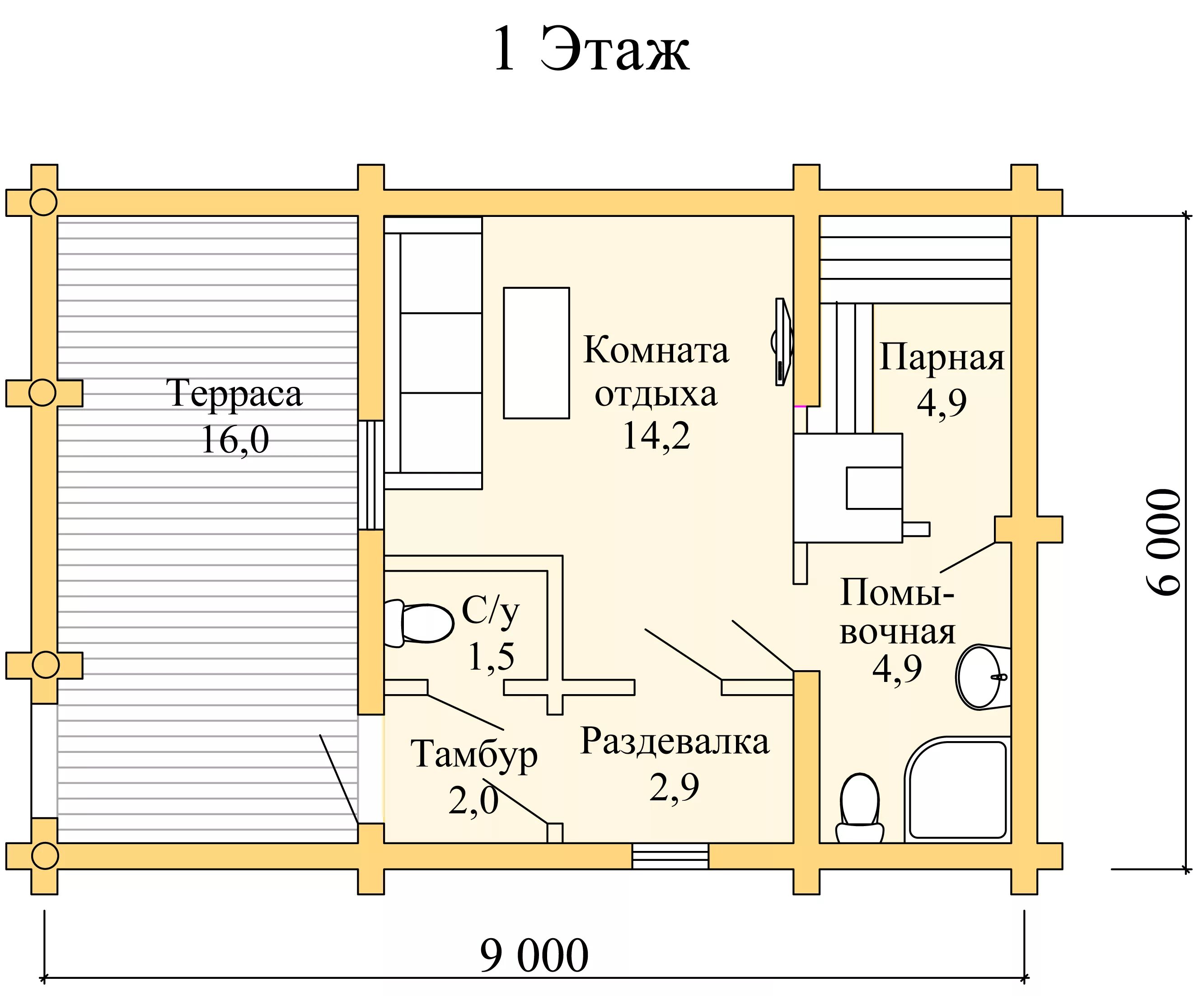 Проект бани с комнатой чертежи Бани с санузлом проект